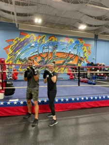 Two Rock Steady trainers in boxing gloves