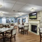Dining room and fireplace